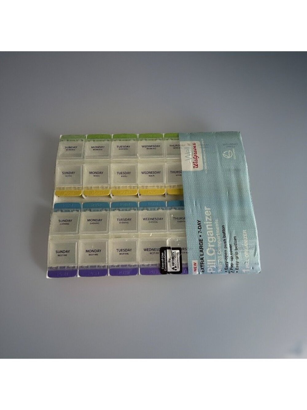 Pill Organizer Weekly 7 Day 4 Times Day Extra Large 28 Compartment Walgreens NEW